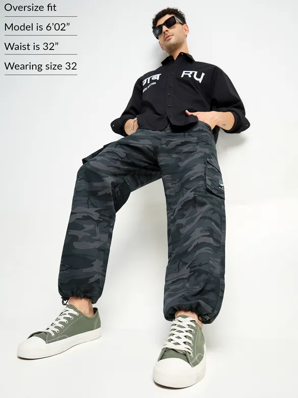 Dark Grey Camo Cargo Pants for Men